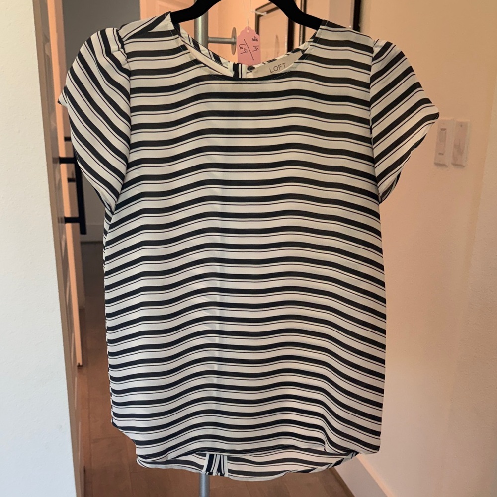LOFT Monochrome Striped Blouse